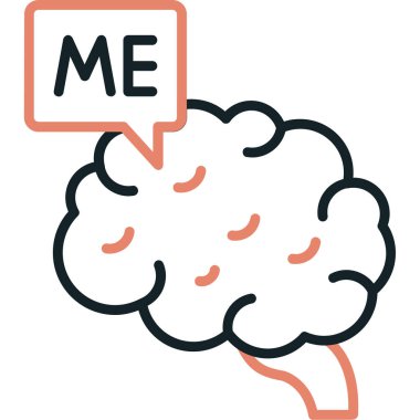 Beyin metni olan konuşma balonu, vektör illüstrasyonu