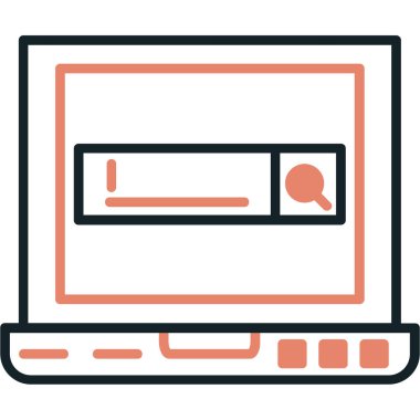 Web simgesi ile bilgisayar monitörü. düz dizayn.