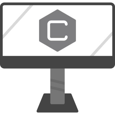 Bilgisayar monitörü simgesi. Beyaz arkaplanda izole edilmiş web tasarımı için bilgisayar monitörü vektör simgesinin basit çizimi