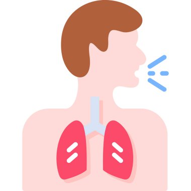 Akciğer hastalığı ikonu. Beyaz arkaplanda solunum ciğeri vektör simgesinin düz çizimi