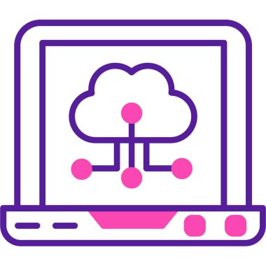 Bulut hesaplama simgesi. Web için bilgisayar vektör simgelerinin özet çizimi