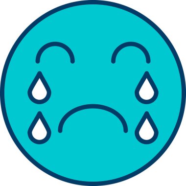 üzgün emoji simgesi renk ana hatları vektörü