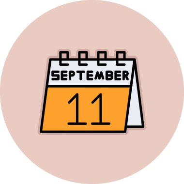 Ekim ayının vektör düz çizim takvimi simgesi