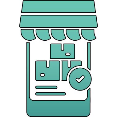 Alışveriş arabası ve akıllı telefon ikonu vektör tasarımı grafiksel illüstrasyon