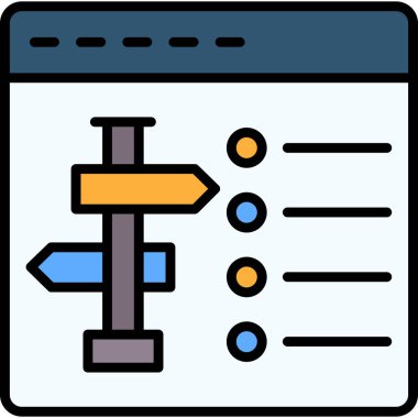 Yönlendirme ok simgesi doldurulmuş ana hatlar biçiminde