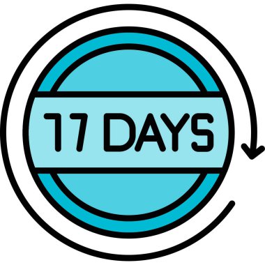 7 gün kaldı, sol simge, vektör illüstrasyonu