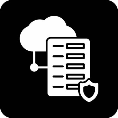 Bulut veri koruma simgesi, basit vektör illüstrasyonu