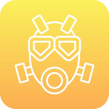 Sarı arkaplan ile gaz maskesi simgesi