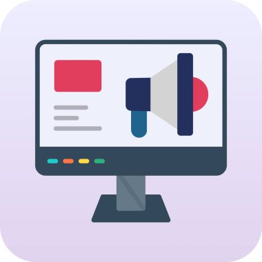 ses yardımcısı simgesi olan bilgisayar ekranı, düz tasarım