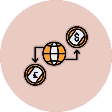 Küresel kur değişiminin vektör düz simgesi