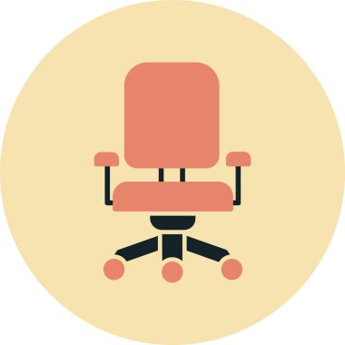 Beyaz arka planda ofis sandalyesi, illüstrasyon, vektör.