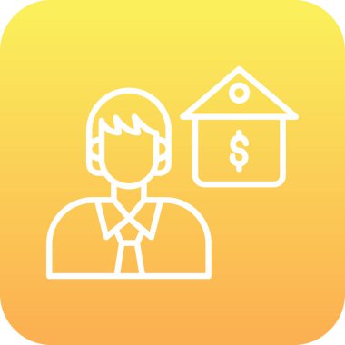 Ev simgesi olan bir iş adamı.