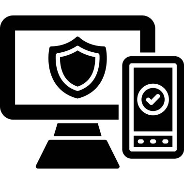 Ana hatlar biçiminde siber koruma güvenlik simgesi