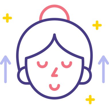 Gülümseyen ikon vektörü olan kız. İnce çizgi işareti. kontur sembolü illüstrasyonu