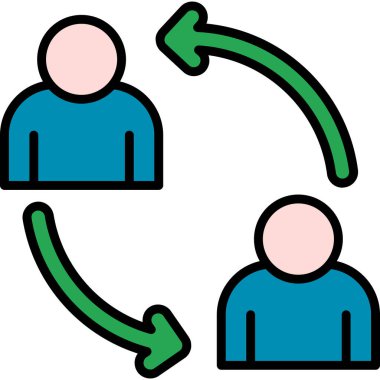 iki kişi simgesi, ana hatlı vektör çizimi