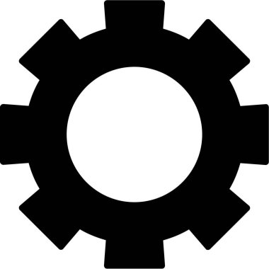 Dişli vektör simgesi. Tarzıdır düz sembolü, siyah renkli, yuvarlak açılar, ışık gri arka plan.