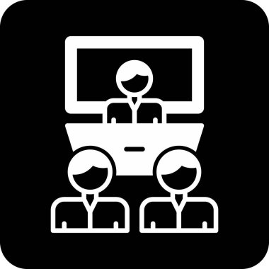 Bilgisayarı olan insanlar, vektör simgesi. Basit resimleme