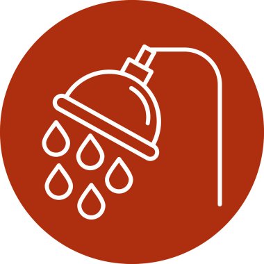 duş tesisat vektör ikonu. resim biçimi yuvarlak bir çemberin içinde beyaz ve kırmızı renkli düz bir simge sembolüdür.