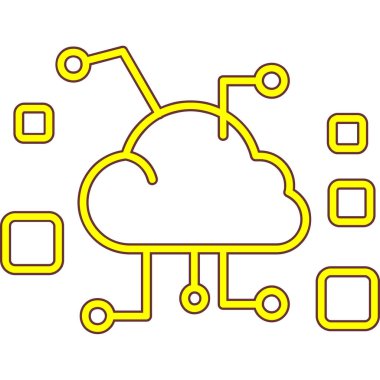 Ana hat biçiminde bulut hesaplama teknolojisi simgesi