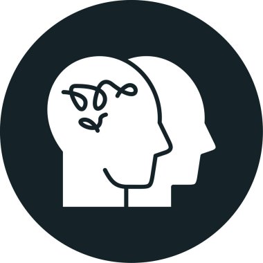 Beyin ikonu olan insan kafası. Web için beyin vektör simgesi olan insan beyninin basit bir çizimi.