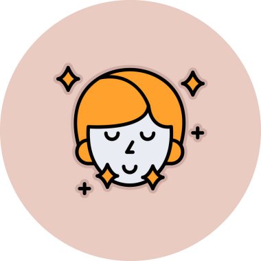 kız yüz simgesi renk ana hatları vektörü