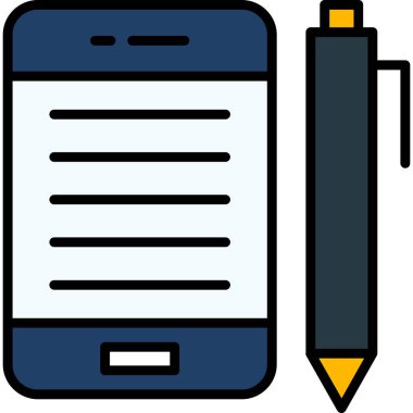 Kalem simgesi ve vektör illüstrasyonlu akıllı telefon