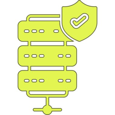 Yeşil ve sarı bir kalkan simgesinin vektör çizimi