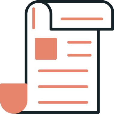 belge simgesi ve vektör illüstrasyonu beyaz arkaplanda izole edildi