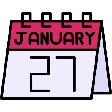 17 Ocak 'ta. Tarihi ve 26 aylık bir günü olan tek bir satır simgesi. Şubat takviminin ay sonu, takvim