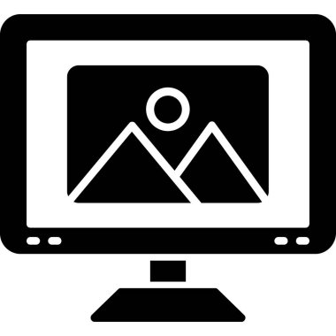 Bilgisayar monitörü. Web simgesi basit illüstrasyon