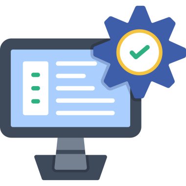 Belge simgesi, vektör illüstrasyonlu bilgisayar monitörü