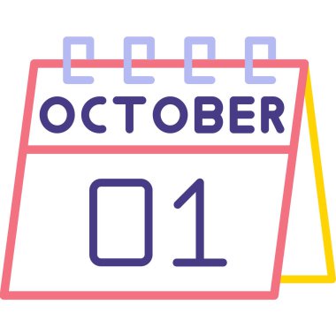 Ekim ikonlu takvim, vektör illüstrasyonu