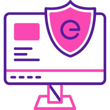 bilgisayar koruması web simgesi vektör illüstrasyonu