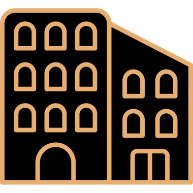 Beyaz arkaplanda bina simgesi, vektör illüstrasyon tasarımı