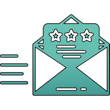 yıldız vektör illüstrasyonlu renk çizgisi zarfı ve e- posta