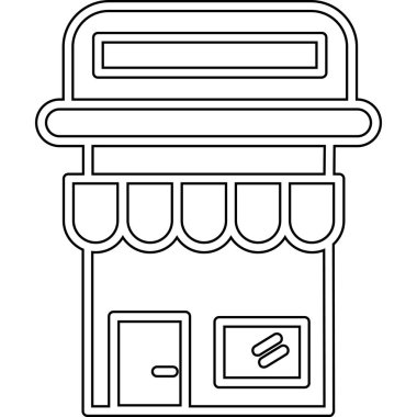 süpermarket binası kiosk ikon vektör illüstrasyon grafik tasarımı