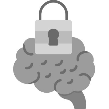 Asma kilit simgesine sahip beyin, vektör illüstrasyonu