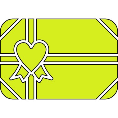 Kalp ikonu vektör illüstrasyon tasarımına sahip hediye