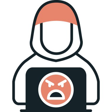 Dizüstü bilgisayar vektör illüstrasyonlu hacker