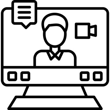 Outline biçiminde çağrı merkezi operatör simgesi