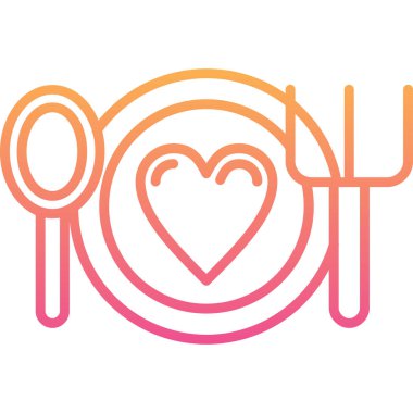 Kaşık taşıyan bir kalbin vektör simgesi