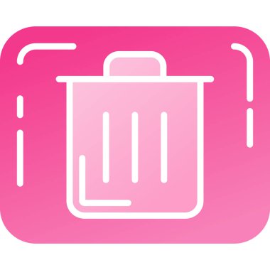 Beyaz arka planda izole edilmiş pembe çizgi plastik çöp kutusu simgesi. Çöp kutusu tabelası. Çöp kutusu ikonu. Ofis çöpü ikonu. vektör illüstrasyonu.