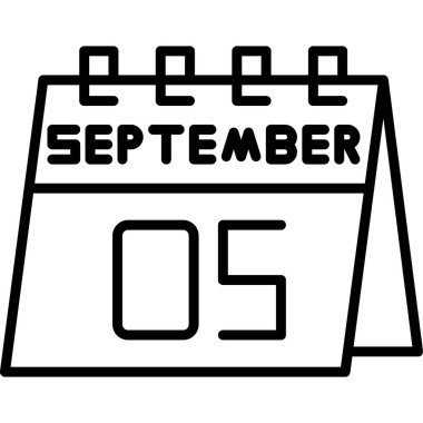Ağustos Eylül takvimi simgesi ana hatlar biçiminde