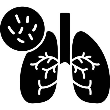 Akciğer vektör simgesi. biçim düz sembol, siyah renk, yuvarlak açılar, beyaz arkaplan
