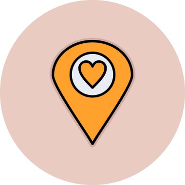 kalp konumu pin simgesi, vektör tasarımı