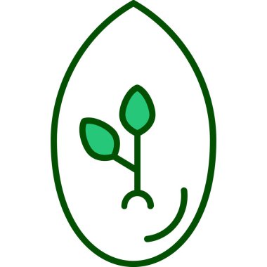 Çemberin içinde yeşil bir bitki var. Beyaz arkaplanda izole edilmiş resim.