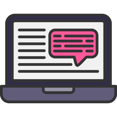 dizüstü bilgisayarlı sohbet mesajı simgesi