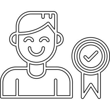 İşaretli ve madalyalı mutlu adam.