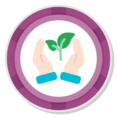 El ele tutuşan bitki simgesi, vektör illüstrasyonu