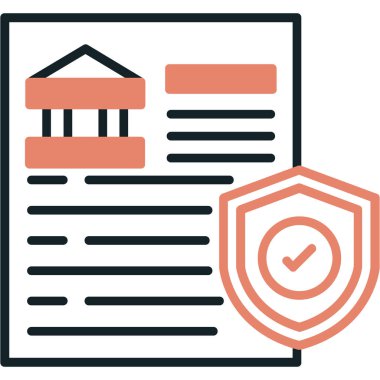 Kalkan simgesi ve vektör illüstrasyonlu belge